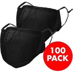 iMoshion 100 pack - Herbruikbaar, wasbaar mondkapje 3-laags katoen - Zwart