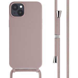 iMoshion Siliconen hoesje met koord voor de iPhone 15 Plus - Sand Pink