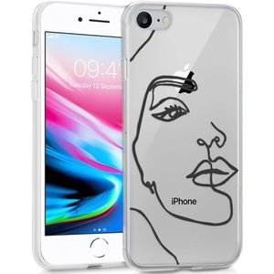 iMoshion Design hoesje voor de iPhone SE (2022 / 2020) / 8 / 7 / 6s - Abstract Gezicht - Zwart