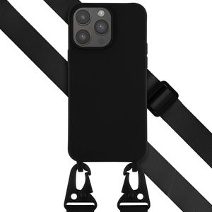 Selencia Siliconen hoesje met afneembaar koord voor de iPhone 14 Pro Max - Zwart