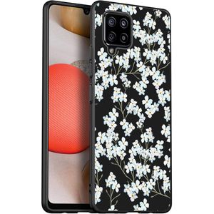 iMoshion Design hoesje voor de Samsung Galaxy A42 - Bloem - Wit / Zwart