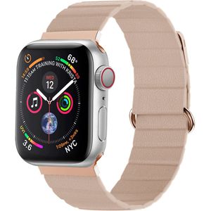 imoshion Magnetisch lederen bandje voor de Apple Watch Series 1 t/m 9 / SE (38/40/41 mm) | Series 10 (42 mm) - Beige
