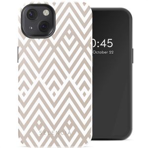 Selencia Vivid Tough Backcover met MagSafe voor de Apple iPhone 13 - Beige Zigzag