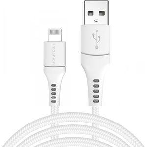 iMoshion Lightning naar USB kabel voor de iPhone 14 Plus - MFi certificering - Gevlochten textiel - 3 meter - Wit