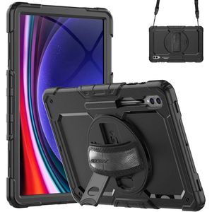 Accezz Rugged Backcover met schouderstrap voor de Samsung Galaxy Tab S9 Ultra 14.6 inch - Zwart