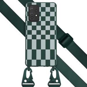 Selencia Siliconen design hoesje met afneembaar koord voor de Samsung Galaxy A52(s) (5G/4G) - Irregular Check Green