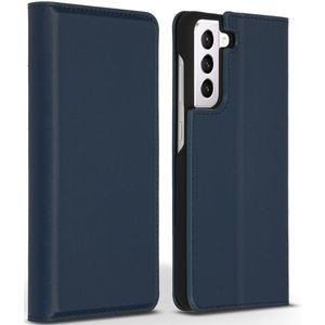 Accezz Premium Leather Slim Bookcase voor de Samsung Galaxy S21 FE - Donkerblauw