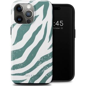 Selencia Vivid Backcover voor de iPhone 15 Pro Max - Colorful Zebra Pine Blue