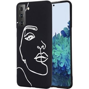 imoshion Design hoesje voor de Samsung Galaxy S21 - Abstract Gezicht - Wit / Zwart