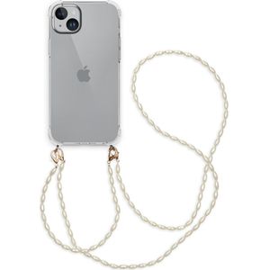 iMoshion Backcover met koord + armband - Parels voor de iPhone 15 Plus - Transparent