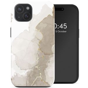 Selencia Vivid Tough Backcover met MagSafe voor de Apple iPhone 15 - Marble Light Brown