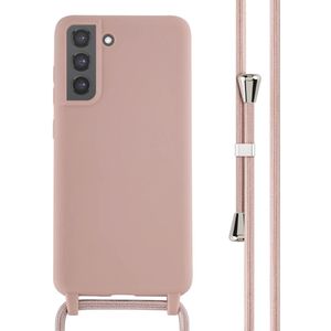 iMoshion Siliconen hoesje met koord voor de Samsung Galaxy S21 FE - Sand Pink