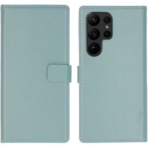 Selencia Echt Lederen Bookcase voor de Samsung Galaxy S23 Ultra - Air Blue