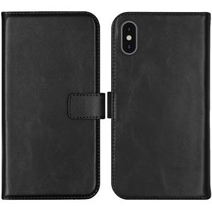 Selencia Echt Lederen Bookcase voor de Apple iPhone Xs - Zwart