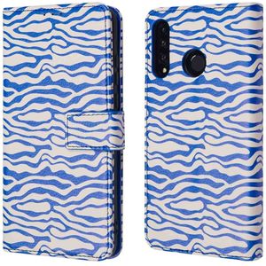 iMoshion Design Bookcase voor de Huawei P30 Lite - White Blue Stripes