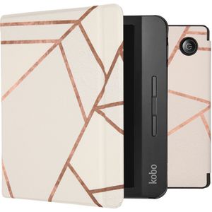 iMoshion Design Slim Hard Case Sleepcover met stand Kobo Libra H2O -White Graphic