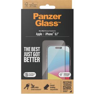 PanzerGlass Ultra-Wide Fit Anti-Bacterial Screenprotector incl. applicator voor de iPhone 15