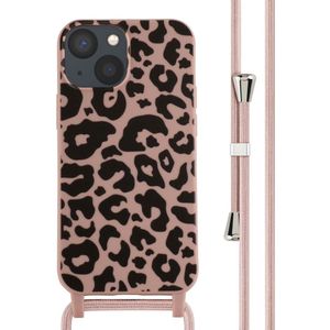 iMoshion Siliconen design hoesje met koord voor de iPhone 13 Mini - Animal Pink