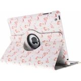 360° Draaibare Design Bookcase voor iPad 4 (2012) 9.7 inch / 3 (2012) 9.7 inch / 2 (2011) 9.7 inch - Flamingo