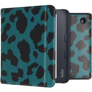 iMoshion Design Slim Hard Case Sleepcover met stand Kobo Libra 2 / Tolino Vision 6 - Green Panther