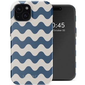 Selencia Vivid Tough Backcover met MagSafe voor de Apple iPhone 15 - Wave Vibes Classic Blue
