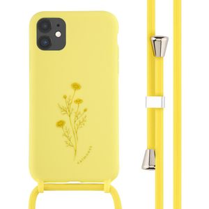 iMoshion Siliconen design hoesje met koord voor de iPhone 11 - Flower Yellow