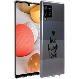 iMoshion Design hoesje voor de Samsung Galaxy A42 - Live Laugh Love - Zwart