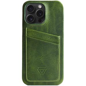 Wachikopa Full Wrap C.C. Backcover met 2 pashouders voor de iPhone 15 Pro Max - Forest Green