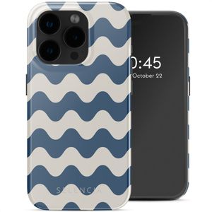 Selencia Vivid Tough Backcover met MagSafe voor de Apple iPhone 15 Pro - Wave Vibes Classic Blue