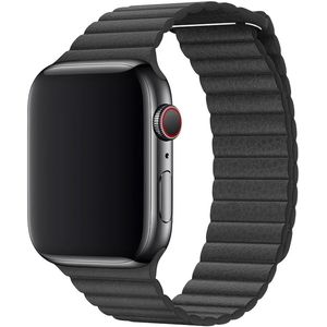 Leather Loop L voor de Apple Watch Series 1-9 / SE / Ultra (2) - 42/44/45/49 mm - Zwart