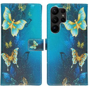iMoshion Design Softcase Bookcase voor de Samsung Galaxy S23 Ultra - Blue Butterfly