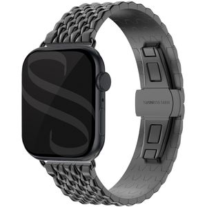 Selencia Stalen draak band voor de Apple Watch Series 1 t/m 10 / SE / Ultra (2) (44/45/46/49 mm) - Zwart