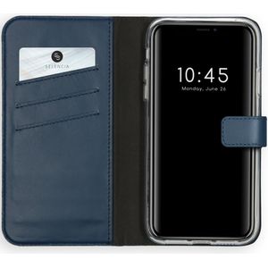 Selencia Echt Lederen Bookcase voor de iPhone 11 - Blauw