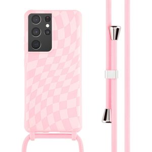 iMoshion Siliconen design hoesje met koord voor de Samsung Galaxy S21 Ultra - Retro Pink