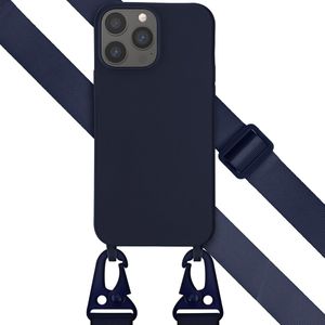 Selencia Siliconen hoesje met afneembaar koord voor de iPhone 13 Pro Max - Donkerblauw