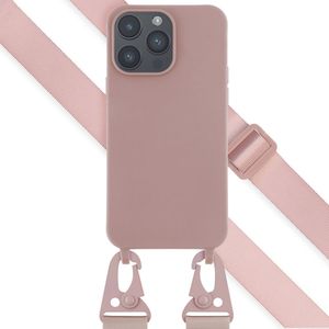 Selencia Siliconen hoesje met afneembaar koord voor de iPhone 14 Pro Max - Sand Pink