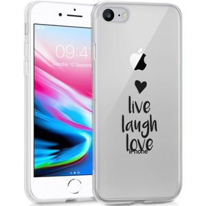 iMoshion Design hoesje voor de iPhone SE (2022 / 2020) / 8 / 7 / 6 - Live Laugh Love - Zwart