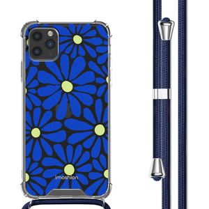 iMoshion Design hoesje met koord voor de iPhone 11 Pro Max - Cobalt Blue Flowers Connect