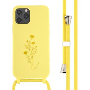 iMoshion Siliconen design hoesje met koord voor de iPhone 12 (Pro) - Flower Yellow