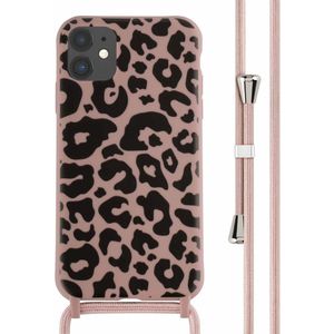 iMoshion Siliconen design hoesje met koord voor de iPhone 11 - Animal Pink