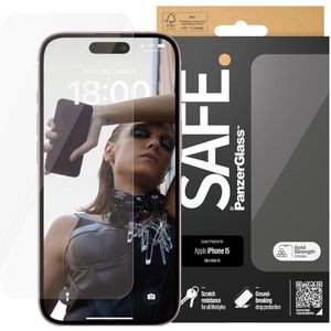 PanzerGlass SAFE Ultra-Wide Fit Screenprotector voor de iPhone 15