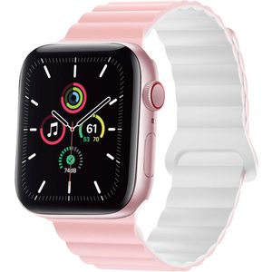 iMoshion Siliconen magnetisch bandje voor de Apple Watch Series 1-9 / SE - 38/40/41 mm - Roze / Wit
