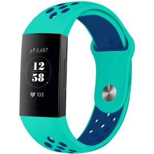 iMoshion Siliconen sport bandje voor de Fitbit Charge 3  /  4 - Turquoise  /  Blauw