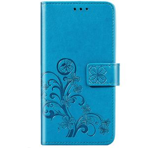 Klavertje Bloemen Bookcase voor de Motorola Edge - Turquoise