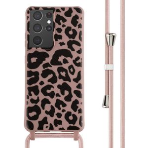 iMoshion Siliconen design hoesje met koord voor de Samsung Galaxy S21 Ultra - Animal Pink