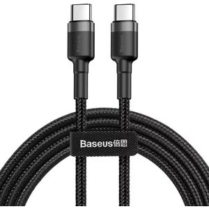 Baseus Cafule Series USB-C naar USB-C snellaadkabel - 60 Watt - 1 meter - Zwart