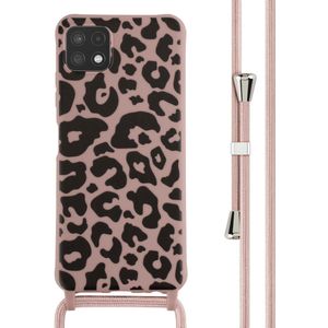 iMoshion Siliconen design hoesje met koord voor de Samsung Galaxy A22 (5G) - Animal Pink
