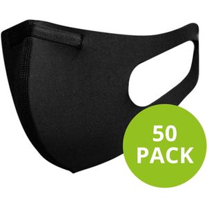 Blackspade 50 pack - Uniseks wasbaar mondkapje volwassenen - Herbruikbaar - Zwart