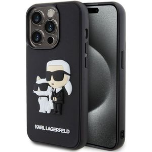 Karl Lagerfeld Karl & Choupette 3D Rubber Hardcase Backcover iPhone 15 Pro - Zwart