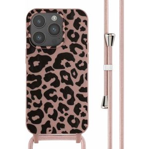 iMoshion Siliconen design hoesje met koord voor de iPhone 14 Pro - Animal Pink